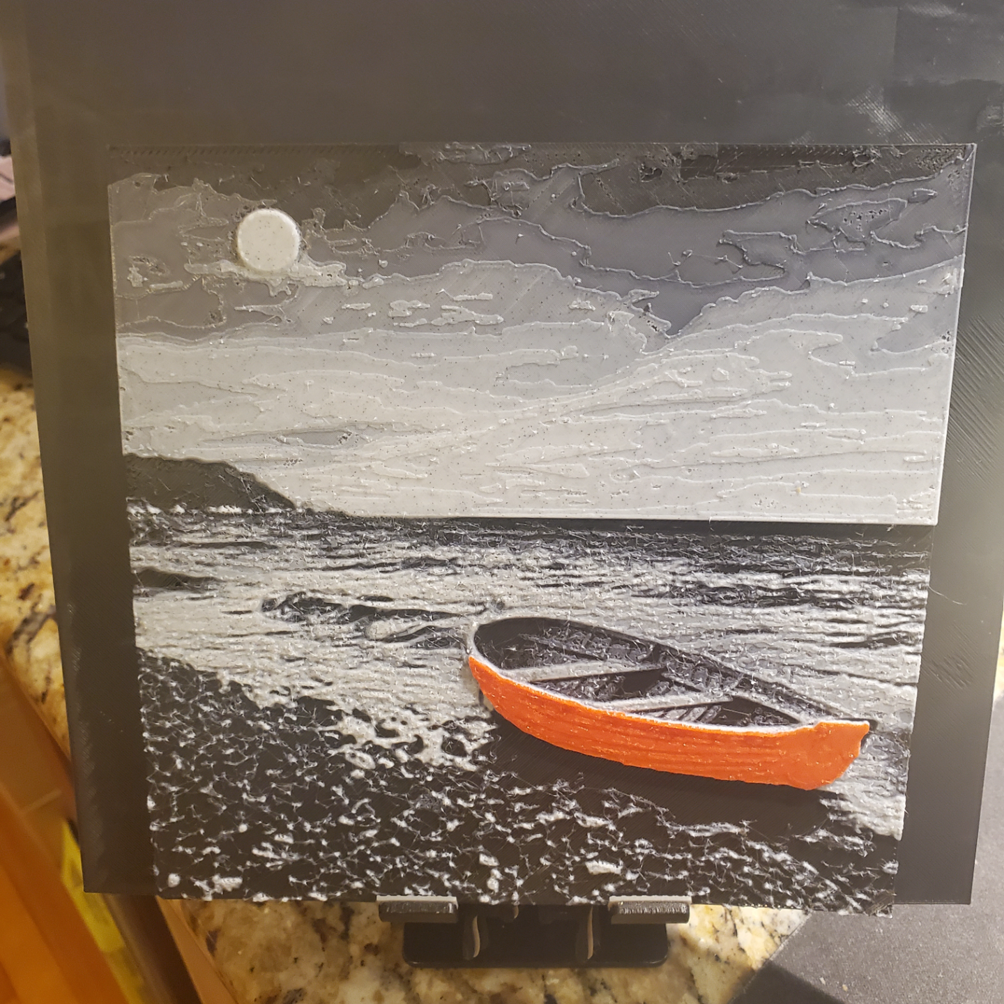 Hueforge Black & White Rowboat with color pop