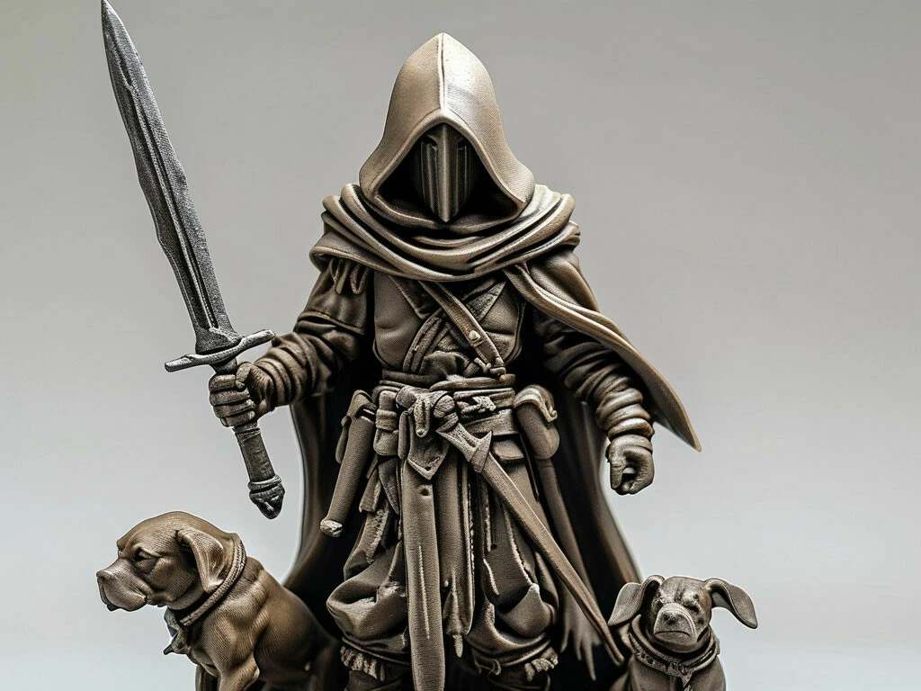 Elf in hood with dogs AI generated