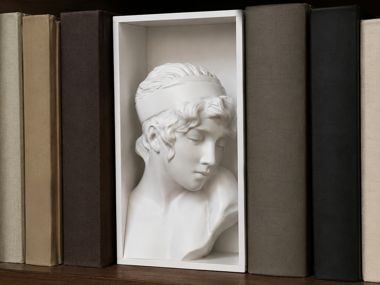 Sappho Book Nook – Classical 3D Shelf Sculpture