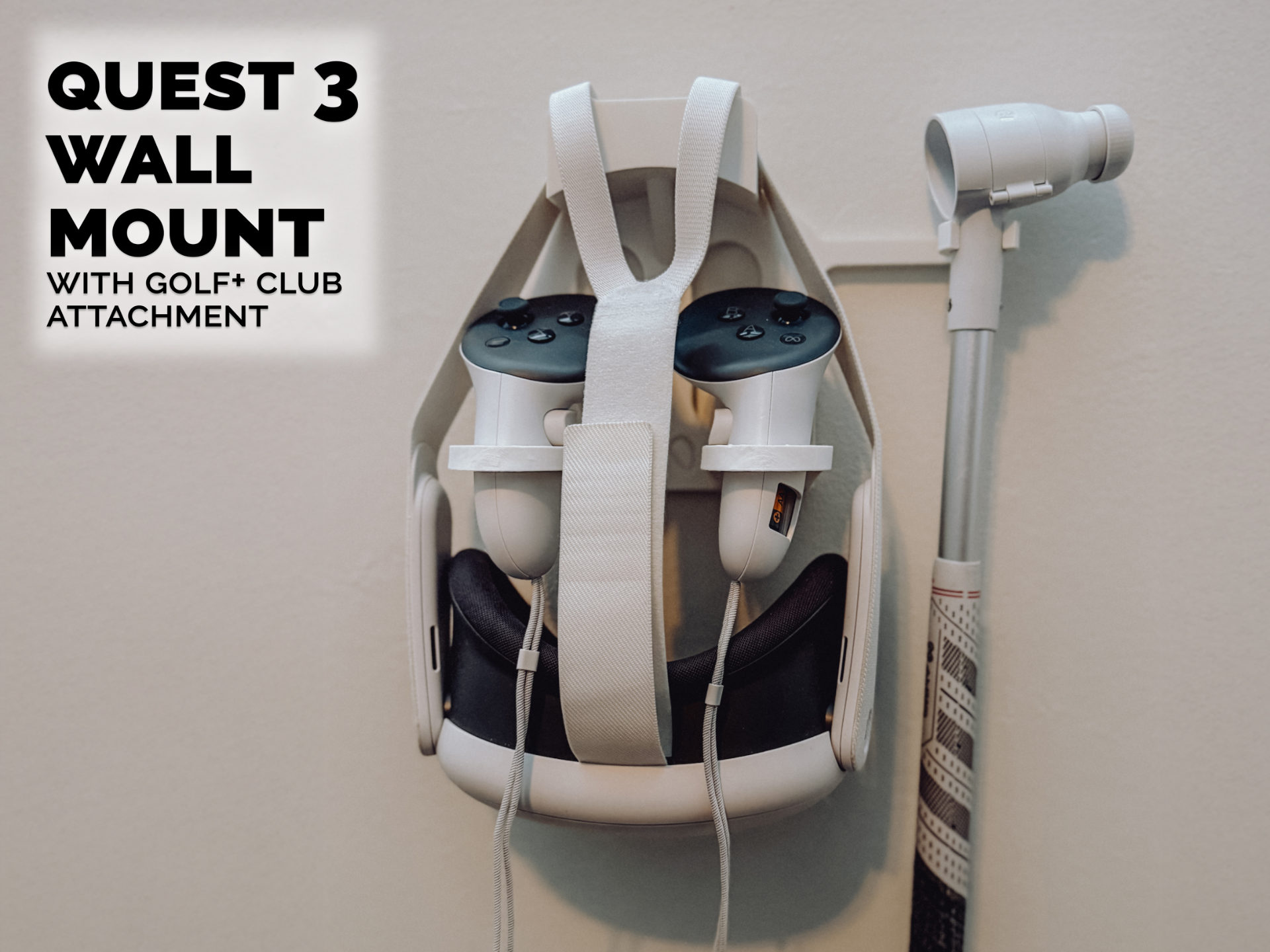 Quest 3 Wall Mount w/ Golf+ Attachment, VR Headset