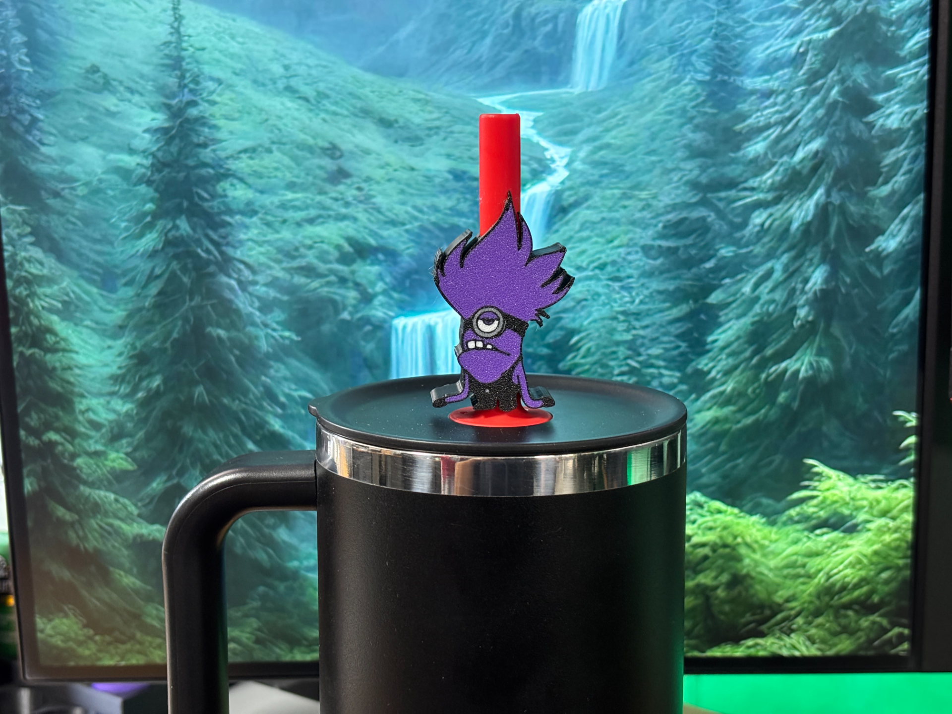 Purple Evil Minion Straw Topper
