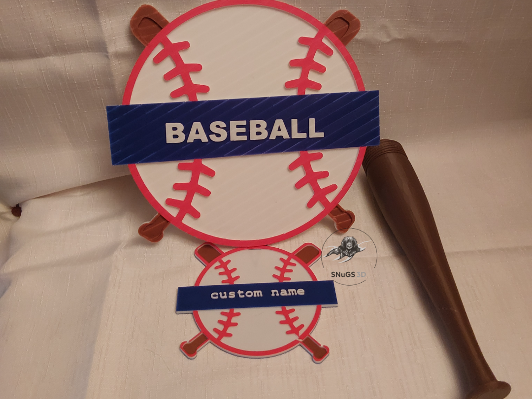 Baseball & Bats pompom and Bat Handle (custom name