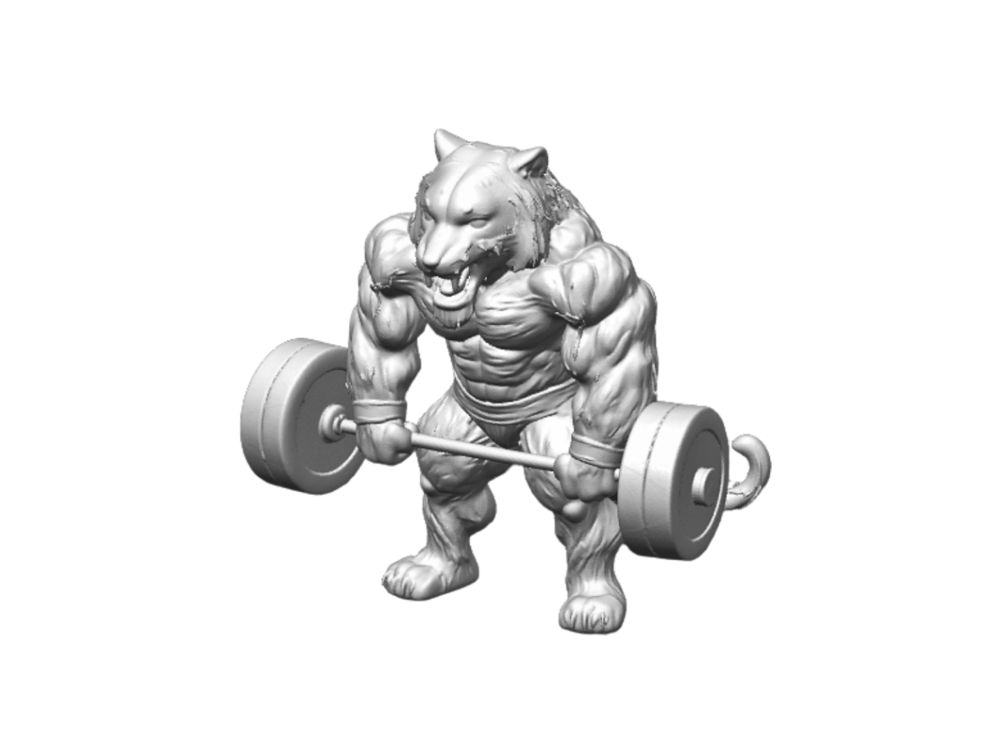Miniatura 3D tigre musculoso halteres academia