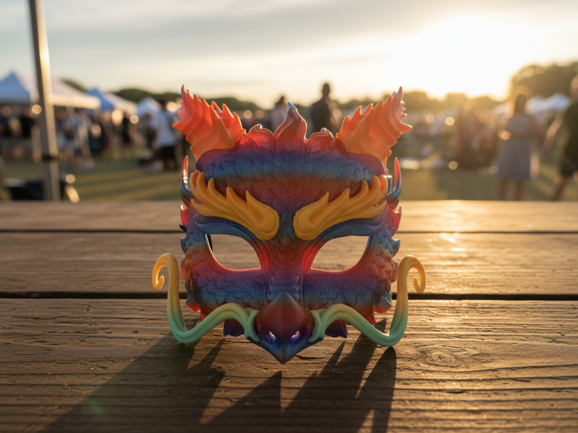 Chinese Dragon Mask - Mask of Emberveil