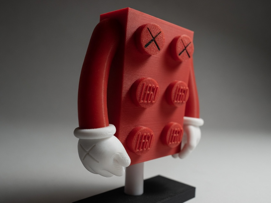 KAWS x LEGOh Red Companion Brick Figure
