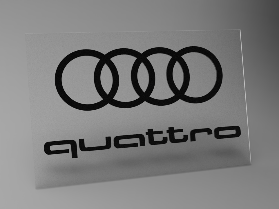 Audi quattro logo on 150x100x1.8mm plexiglass