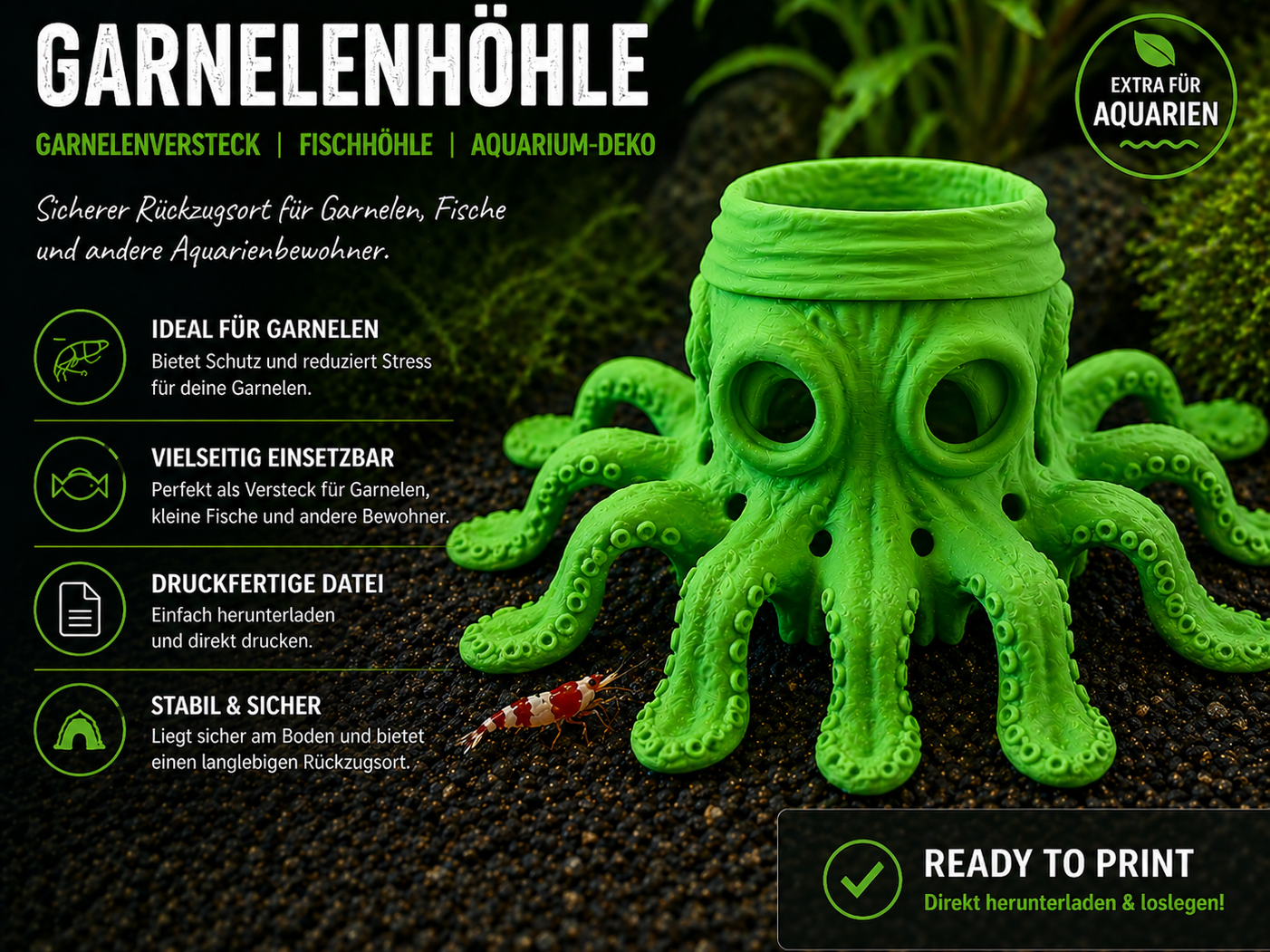 Garnelenhöhle / Fischhöhle – Versteck Octopus