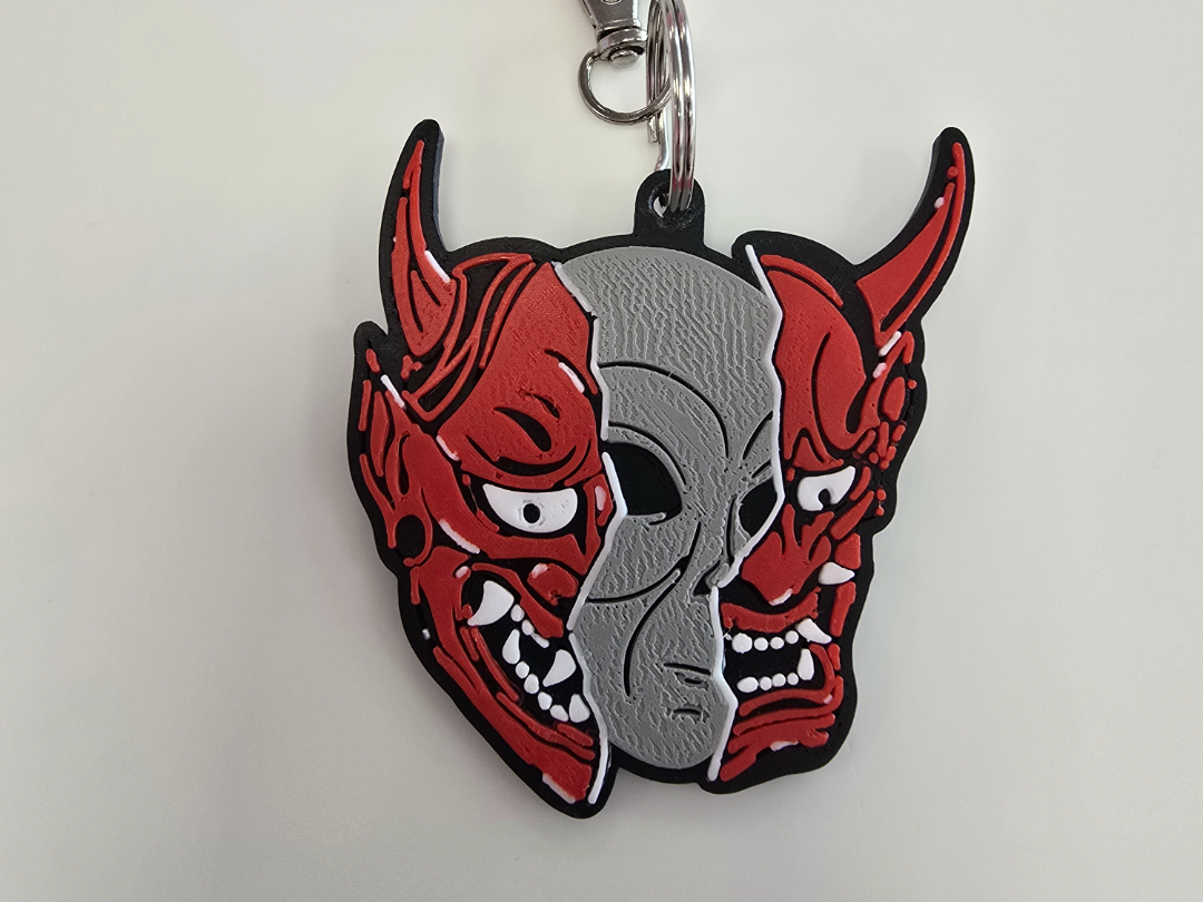 Grey Alien Hannya Mask Keychain
