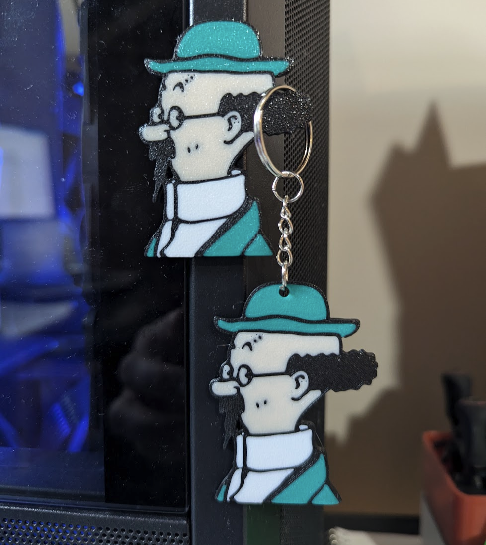 Pr Tournesol (Tintin) Face Magnet + Keychain model