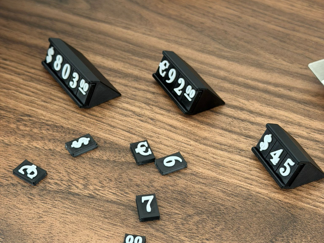 Price Display Tray with Number and Currency Tiles