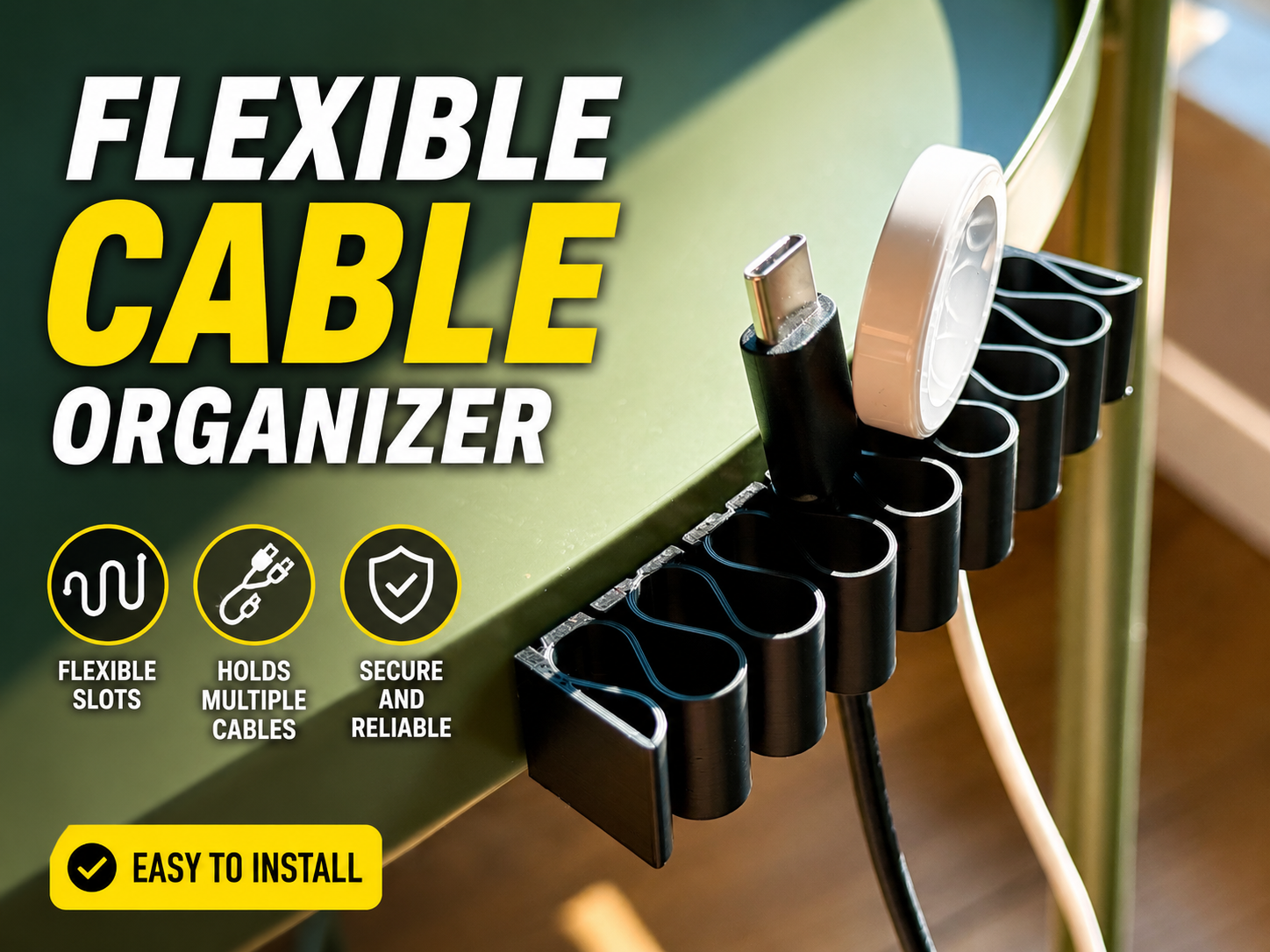 Flexible cable organizer desk holder 3-15 slots