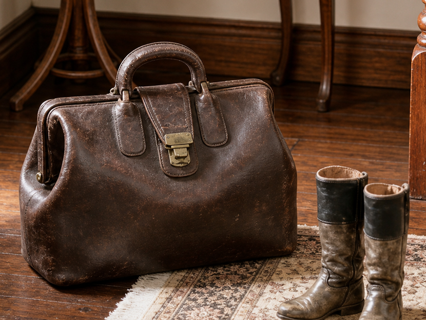 Miniature Antique Leather Doctor's Bag
