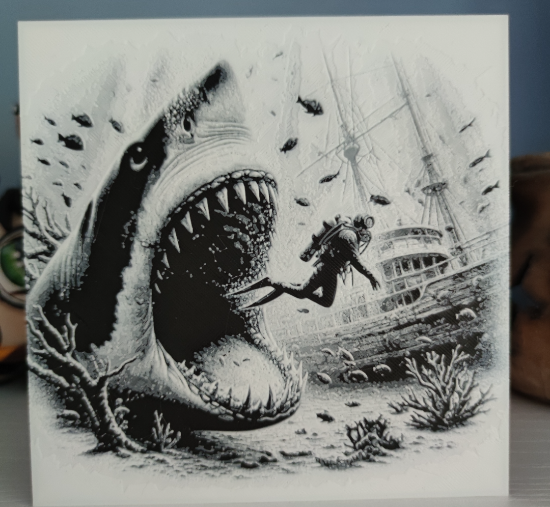 Hueforge of a shark
