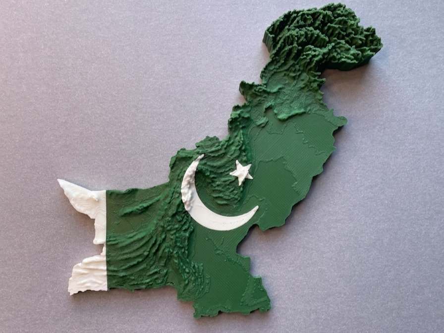Pakistan topography flag model