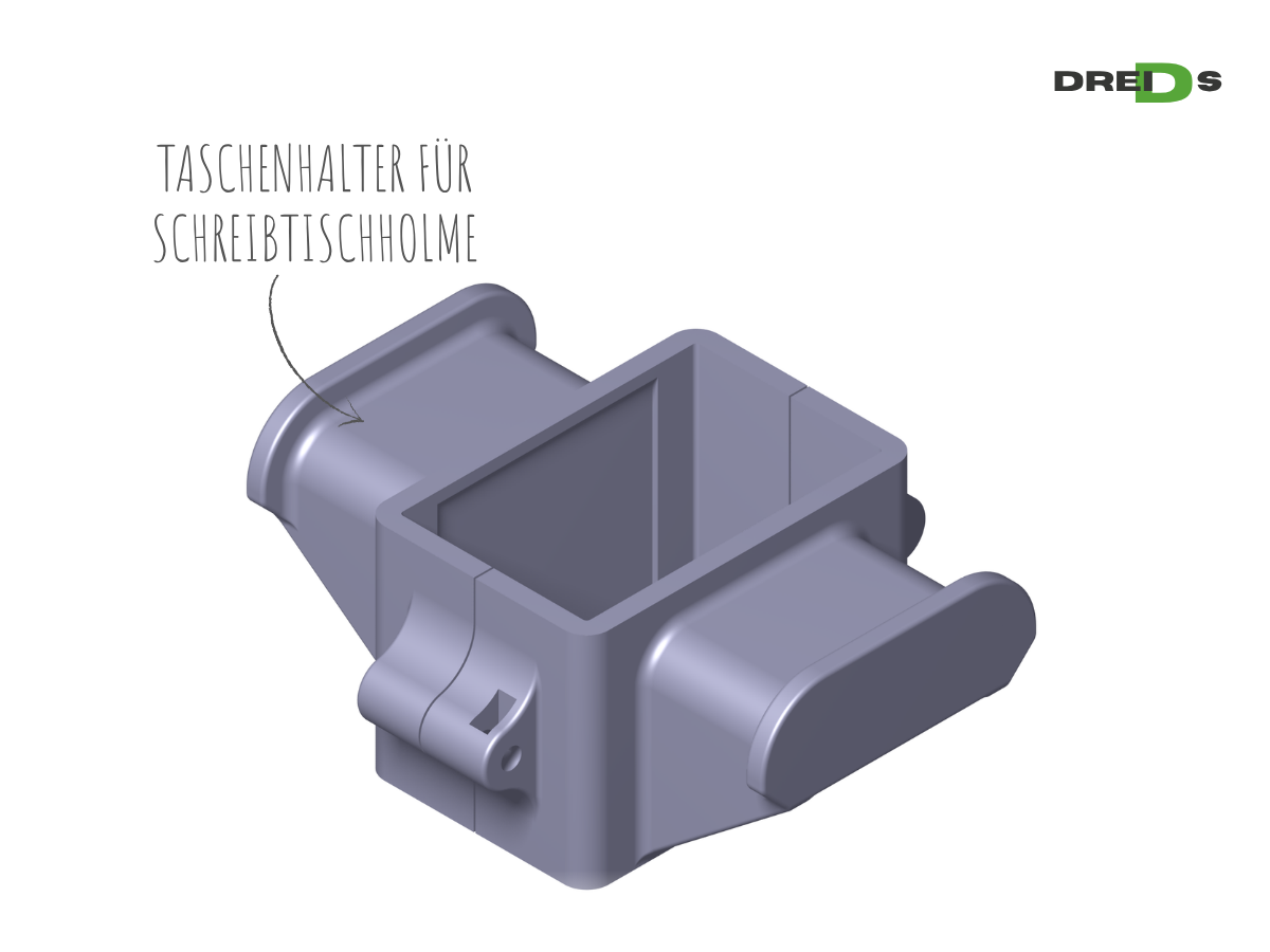 Taschenhalter für Schreibtischholme 50 mm x 80 mm