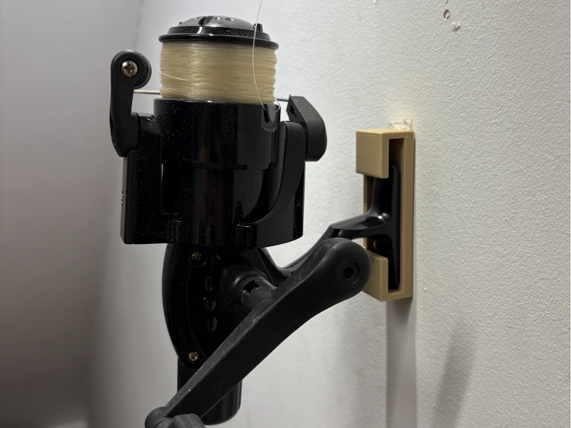 wall-mounted reel holder fishing