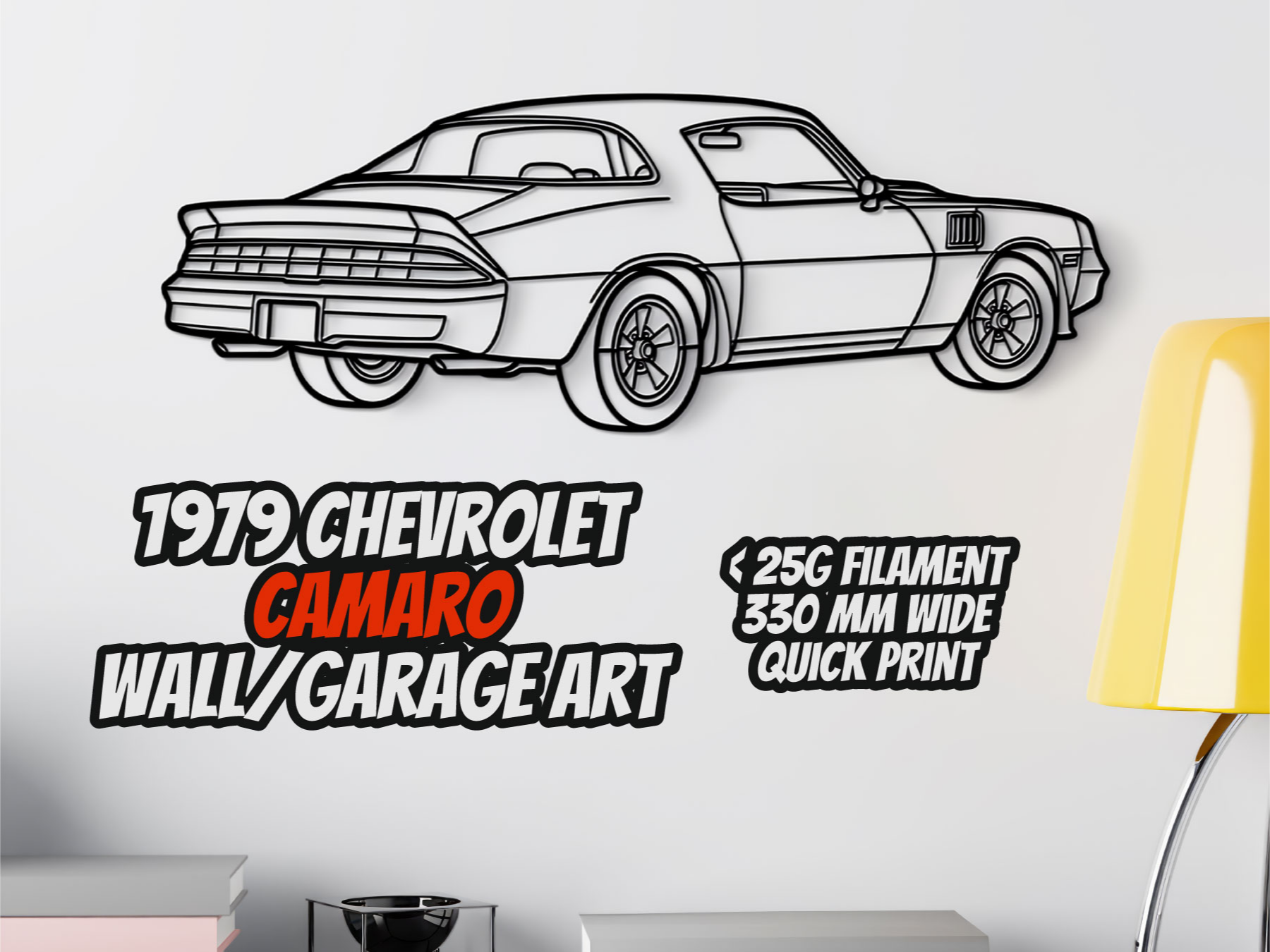 1979 Camaro SS Wall Art | Silhouette Print Decor