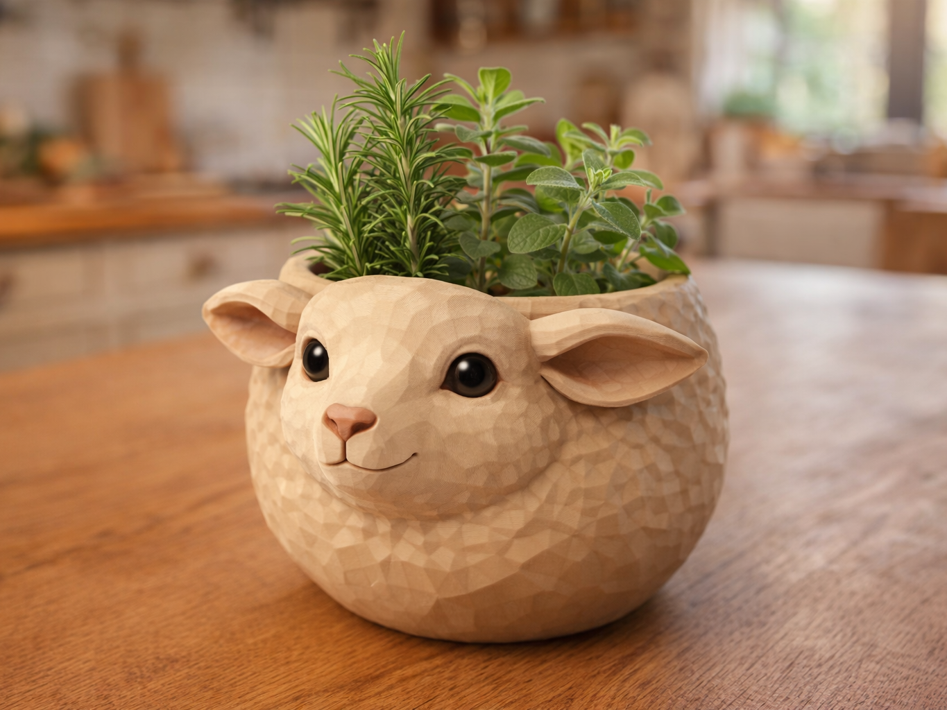 Low poly lamb planter