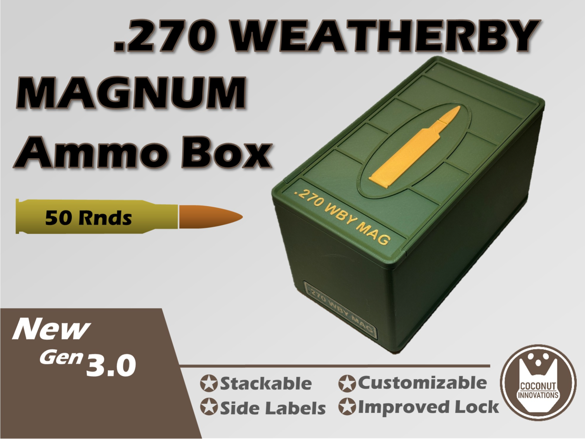 Ammo Storage Box .270 Weatherby Magnum 50 Rounds