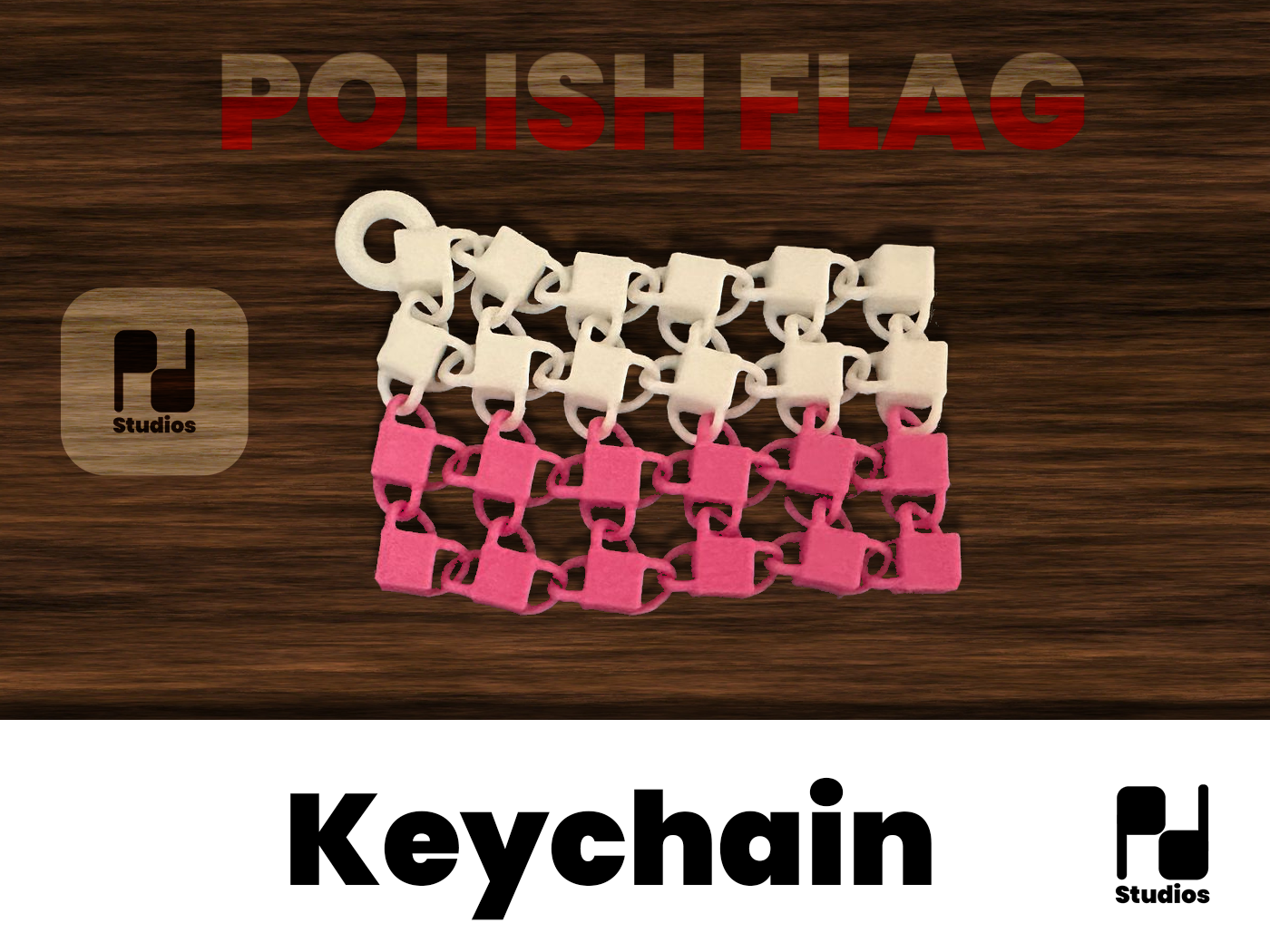 Articulated polish flag keychain