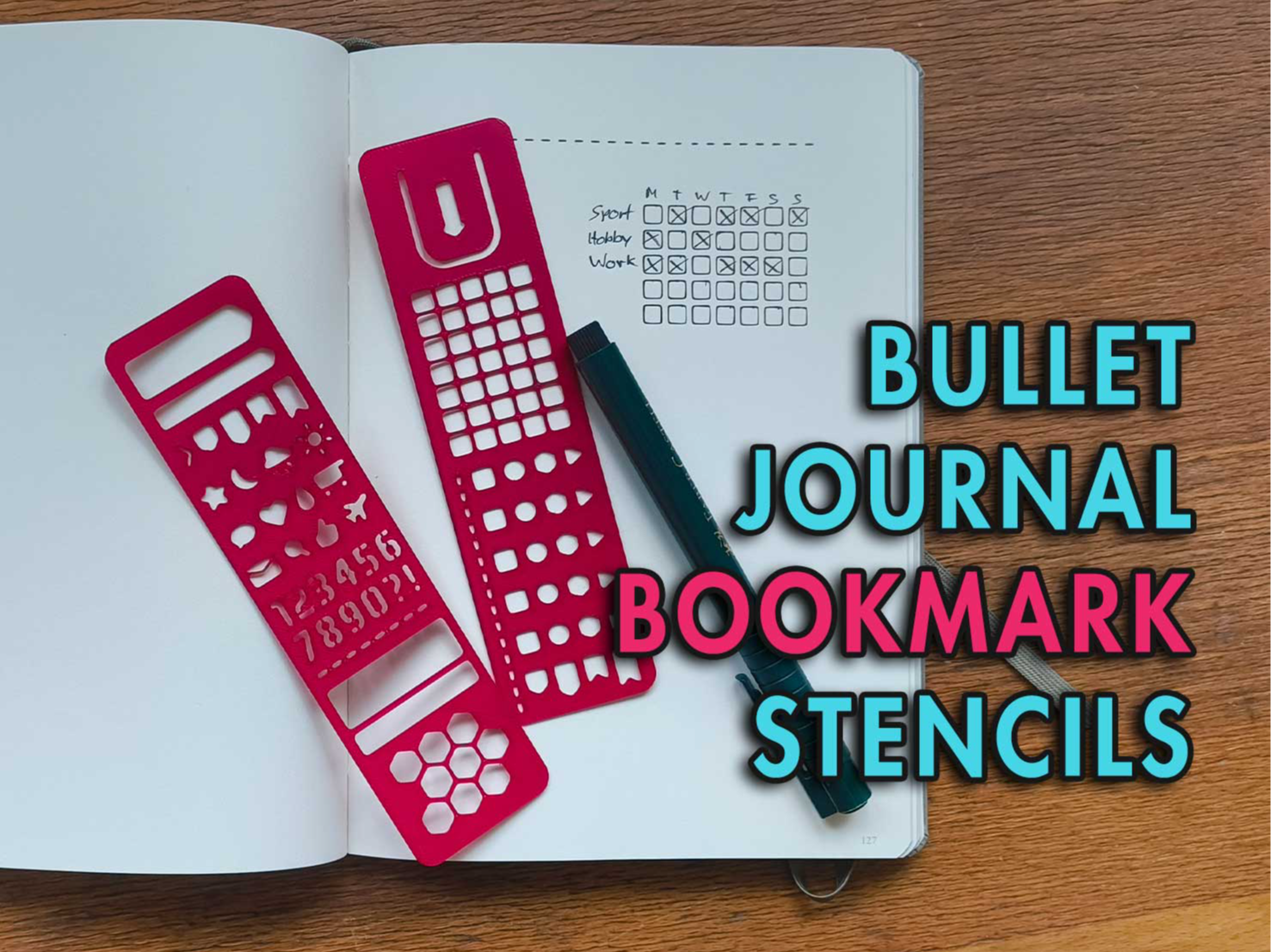 Bookmark Size Bullet journal Stencil - Set of 3