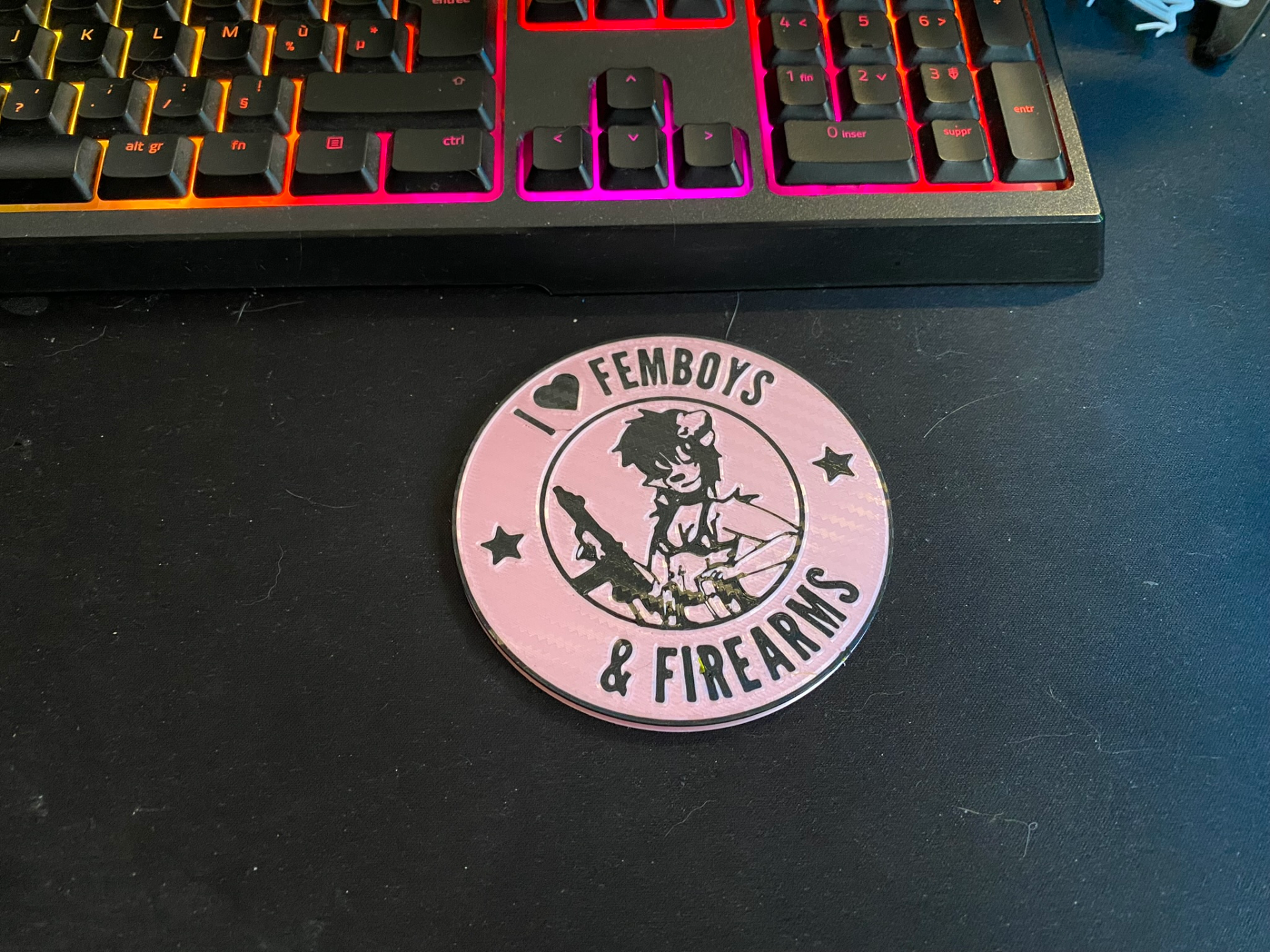 I Love Femboys & Firearms Coaster