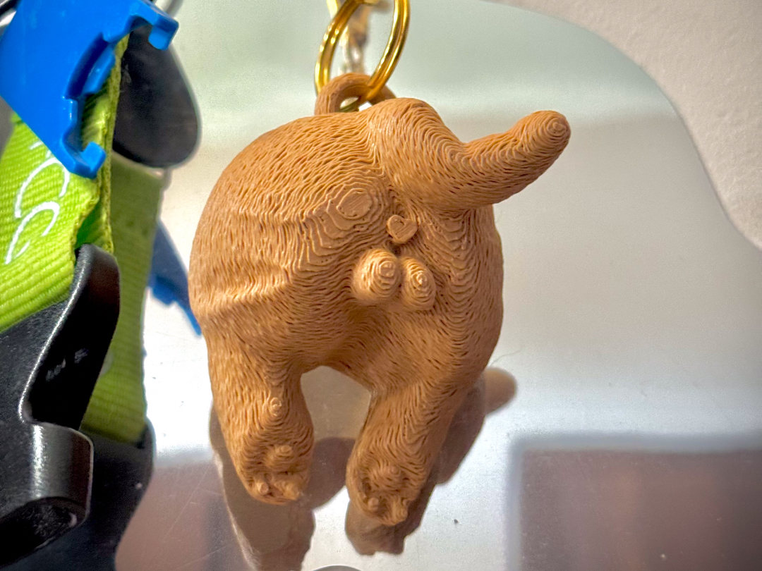 Cat butt keychain with fuzzy skin