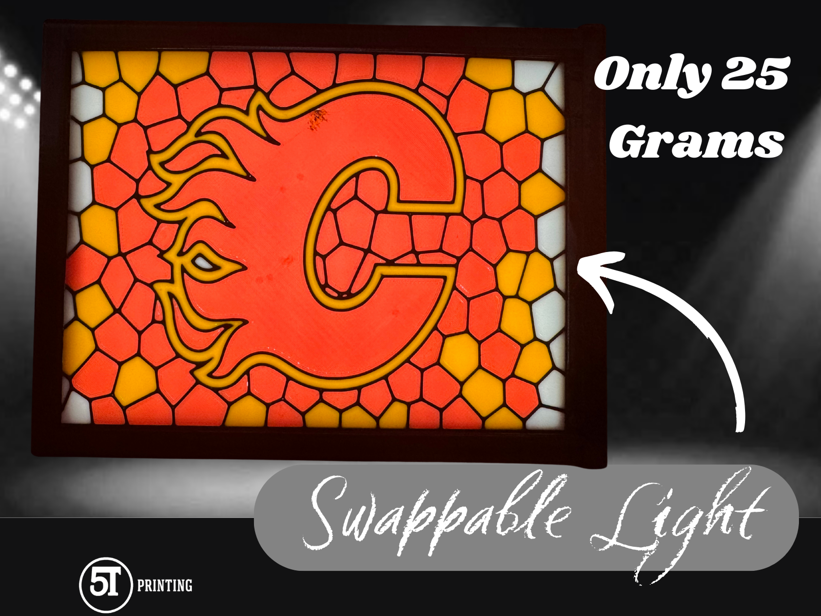 Calgary Flames light (swappable glass)