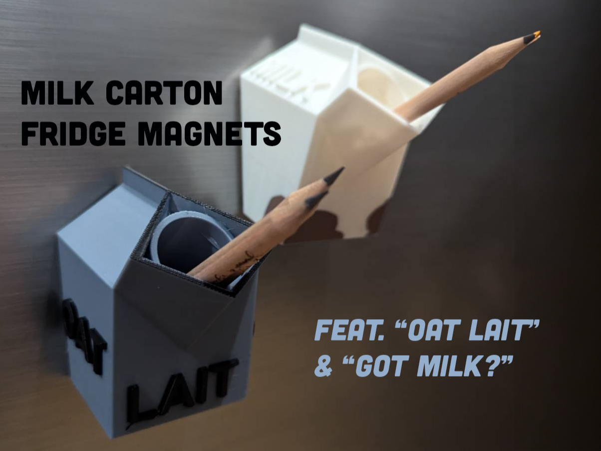 Milk Carton Pencil Holder / Vase Fridge Magnet