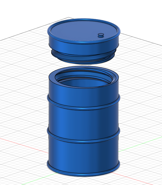 1/10 Scale 55 Gallon Steel Drum - Screw Top