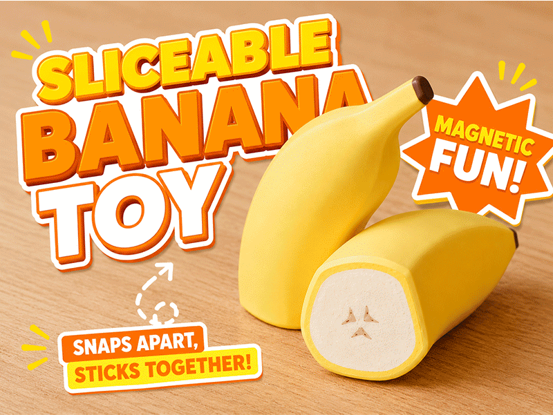 Sliceable magnetic banana toy