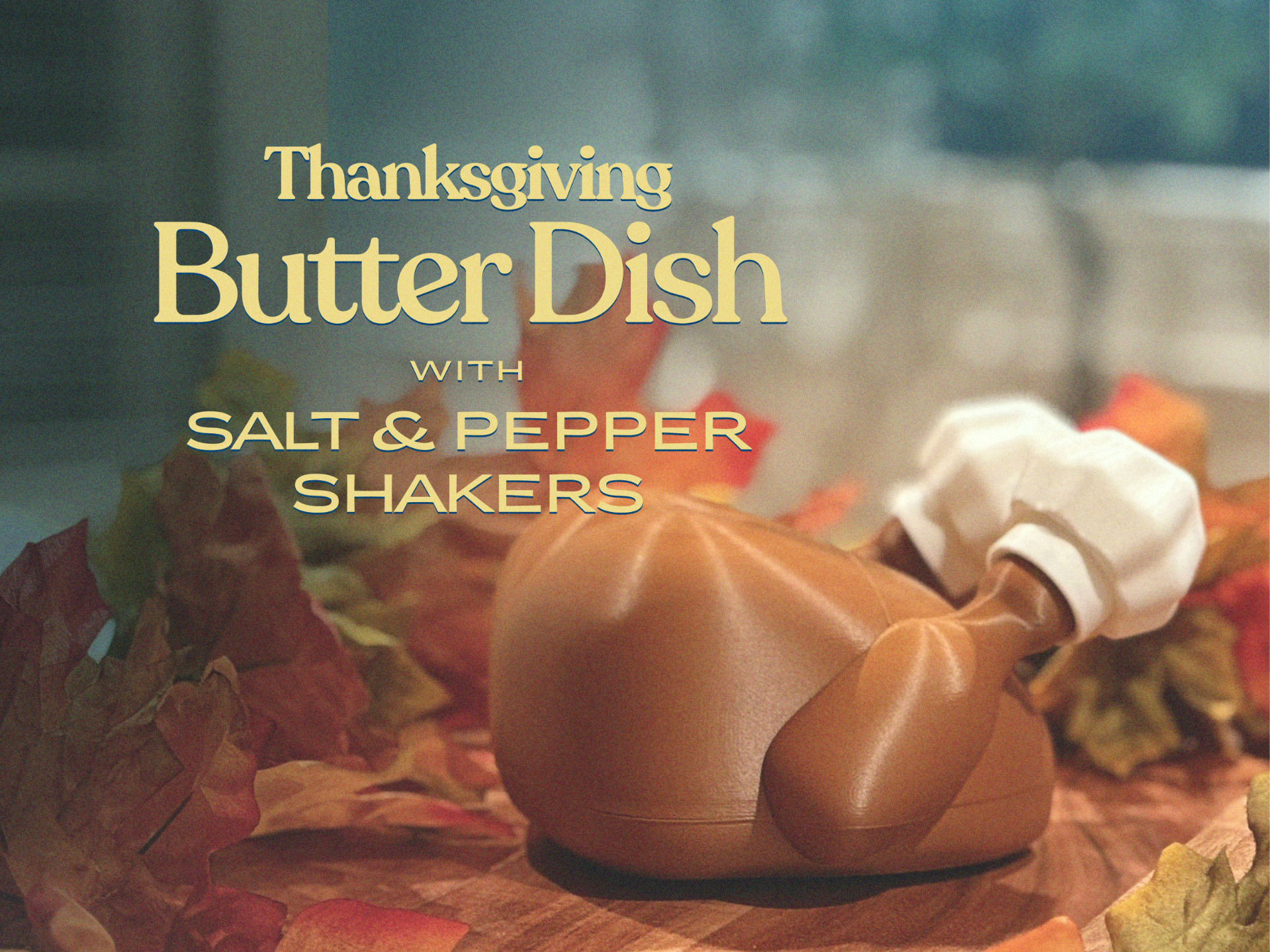 Thanksgiving Butter Dish w/ Salt & Pepper Shakers