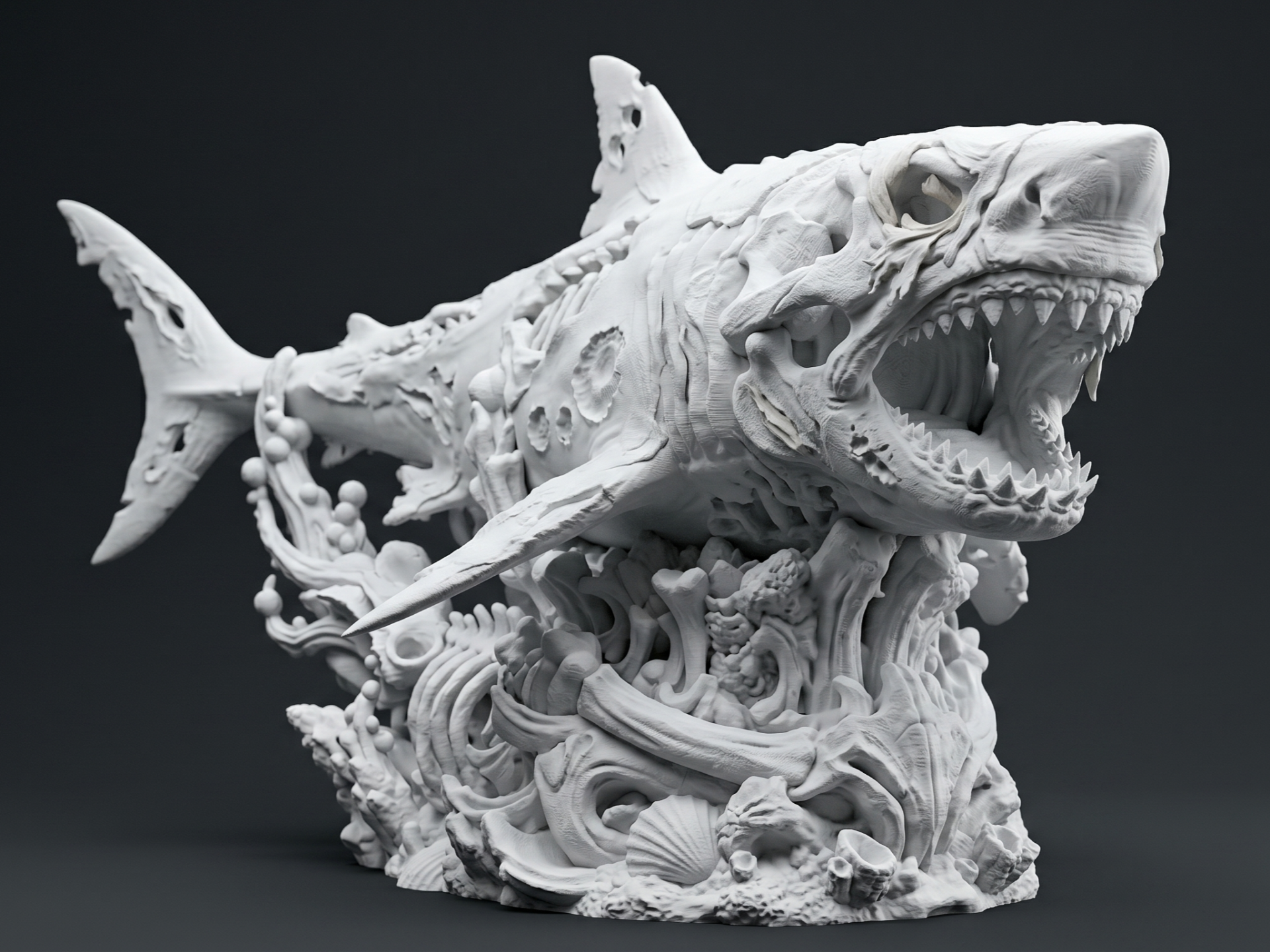 Tiburón Zombi - Lienzo en Blanco