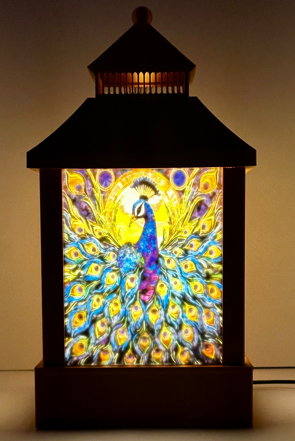 Peacock Lithophane Lantern