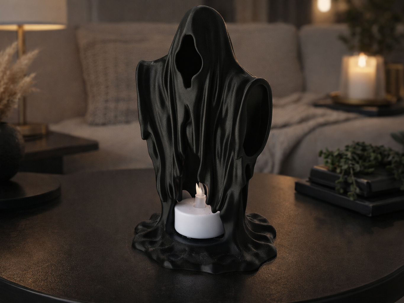Ghost LED Candle Holder – Dark Sculptural Decor