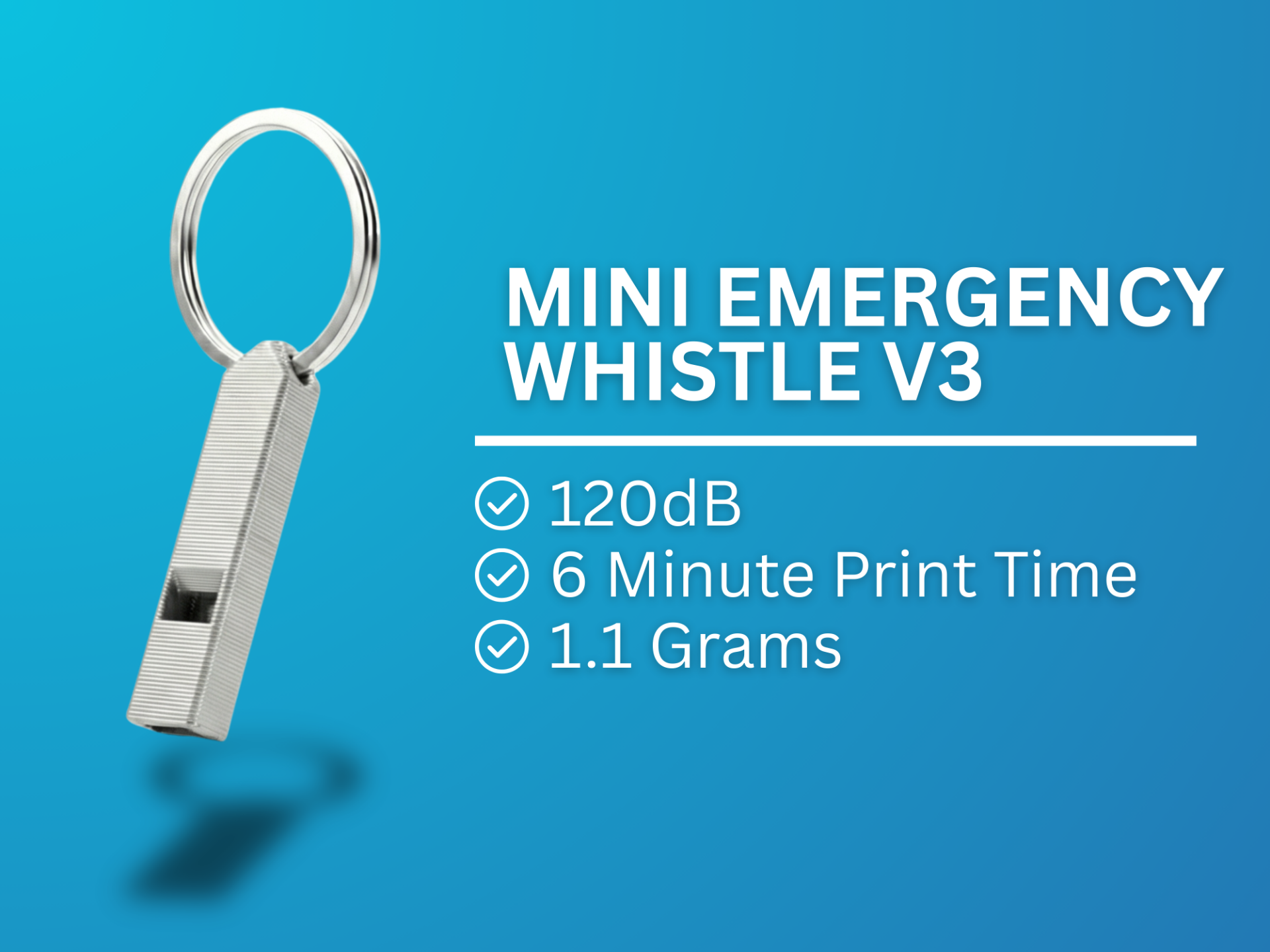 Mini Emergency Whistle V3 (Print in Place)