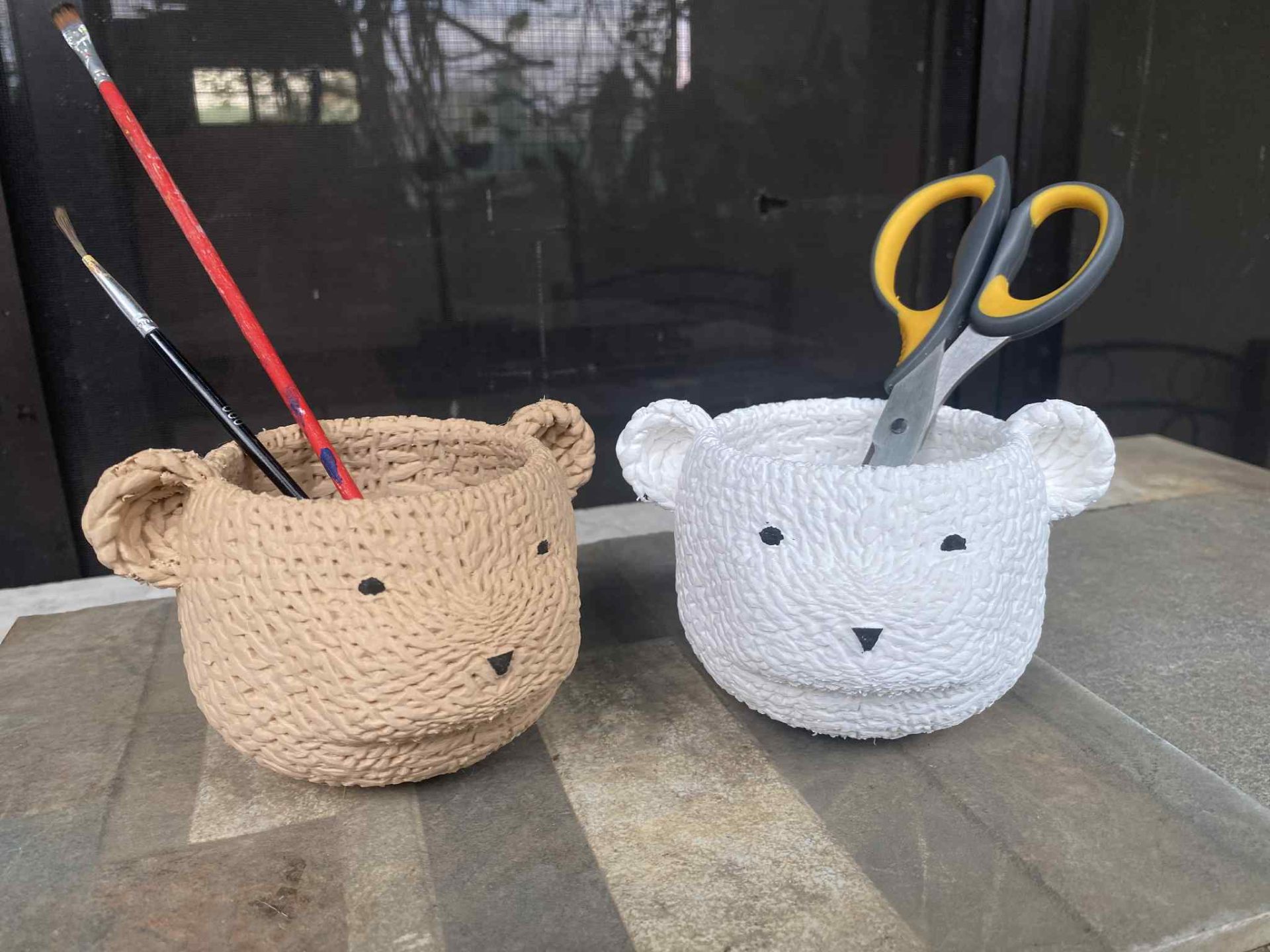 Knitted Bear Pen Holder