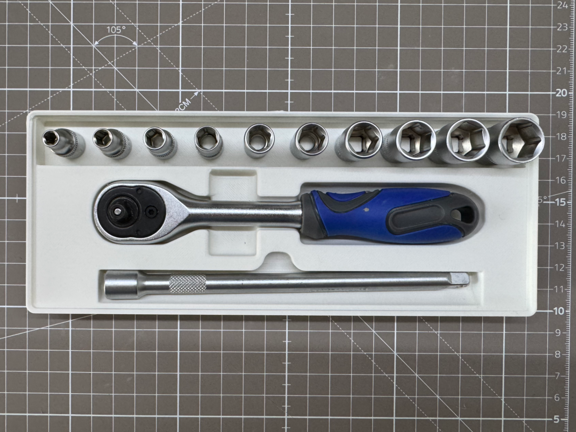 Gridfinity LUX Tools Ratchet Holder (6.3mm, 1/4")