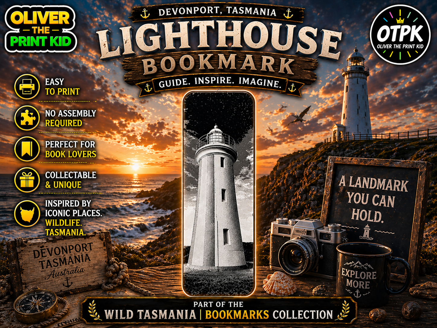 Tasmania Lighthouse Bookmark