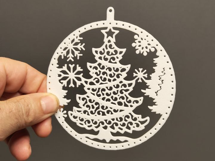 Christmas ball with tree and stars ornament