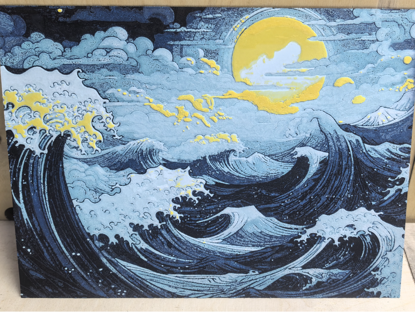 Waves and the sun - Kanagawa Inspired Hueforge