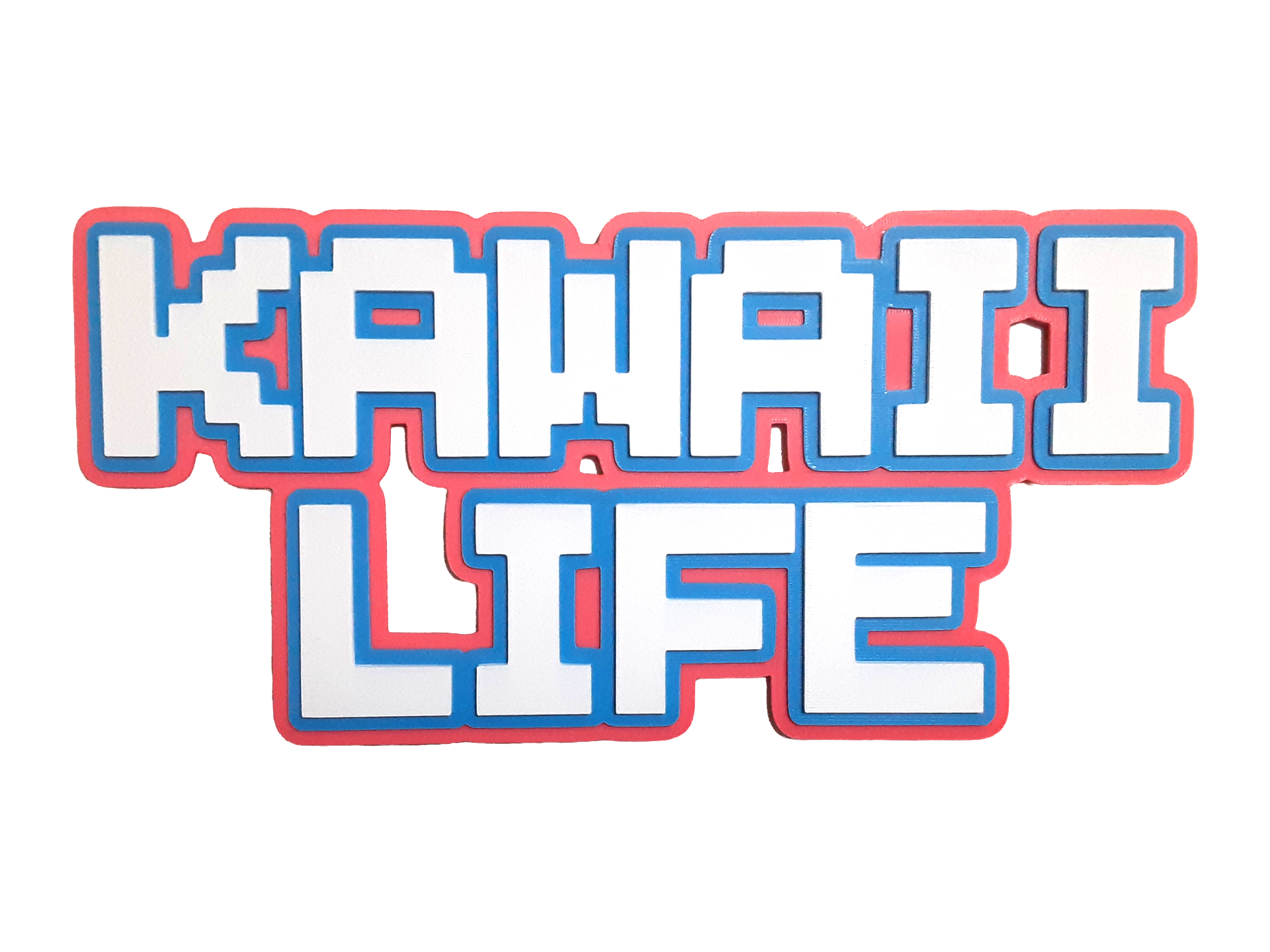 Kawaii Life Text Wall Art Cute Otaku Pixel Font