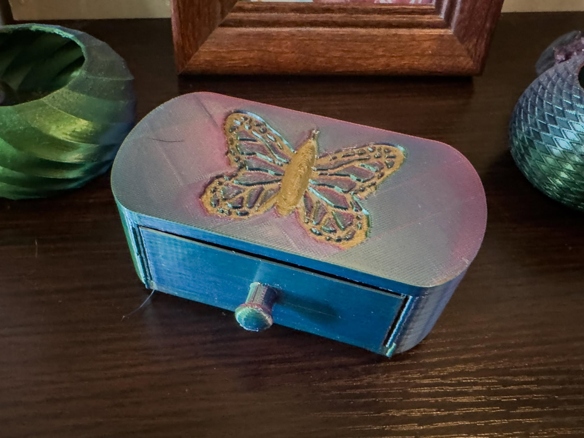 Jewelry box with butterfly inset