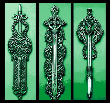 Celtic Knotwork centered around Swords - Set of 3 Bookmarks
