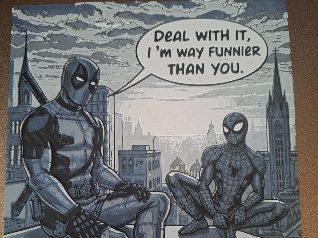 Deadpool and spiderman humor Hueforge