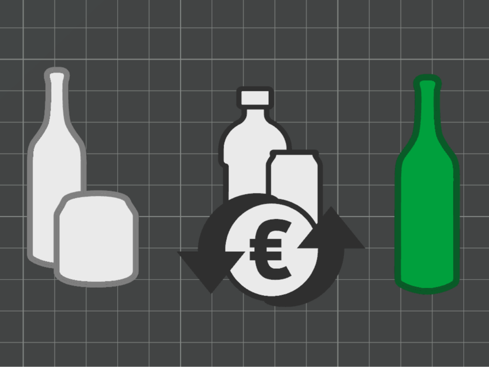 Glass Waste and Deposit Bottle Icons