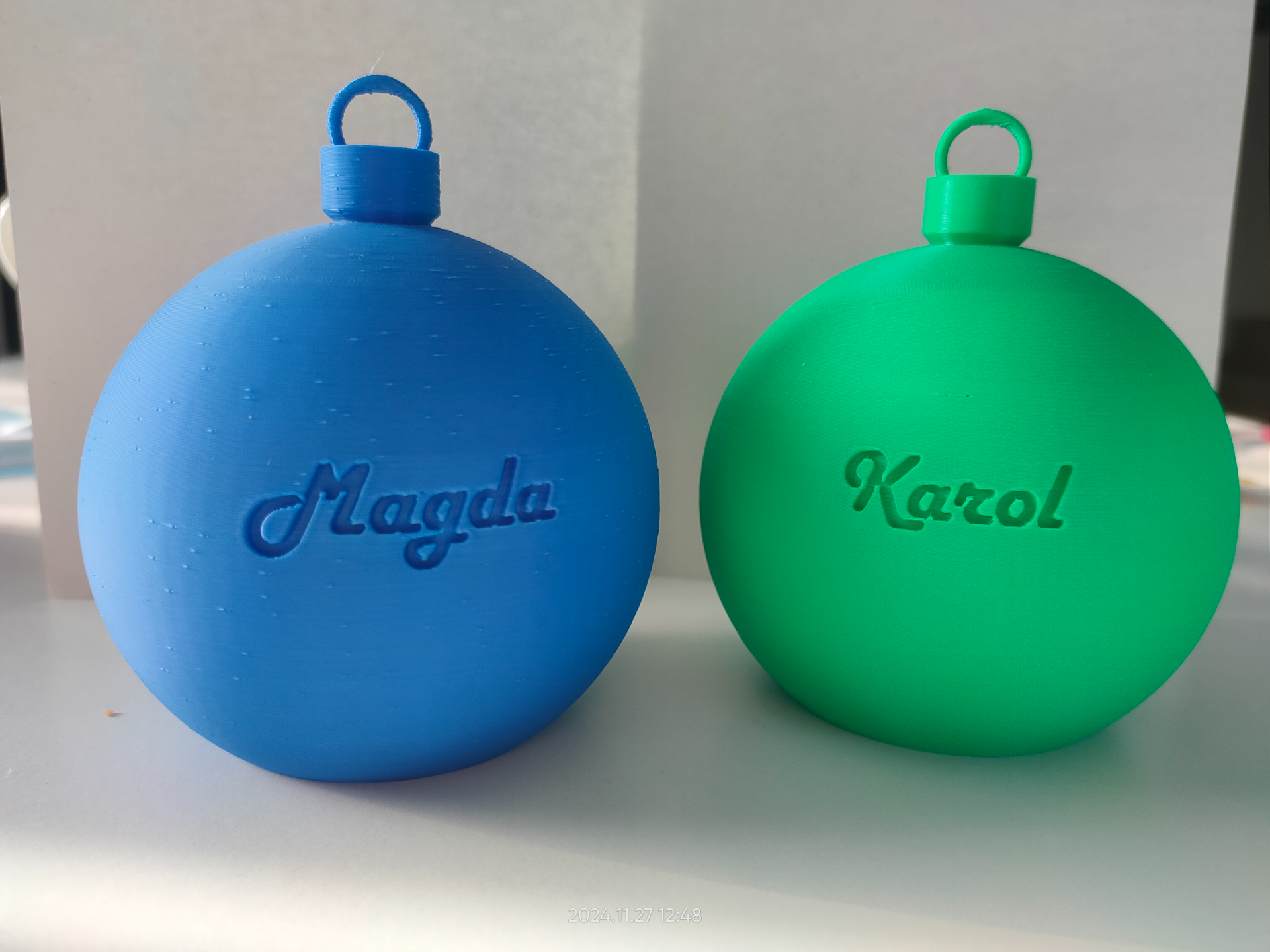 Over 160 Christmas baubles with names on it.
