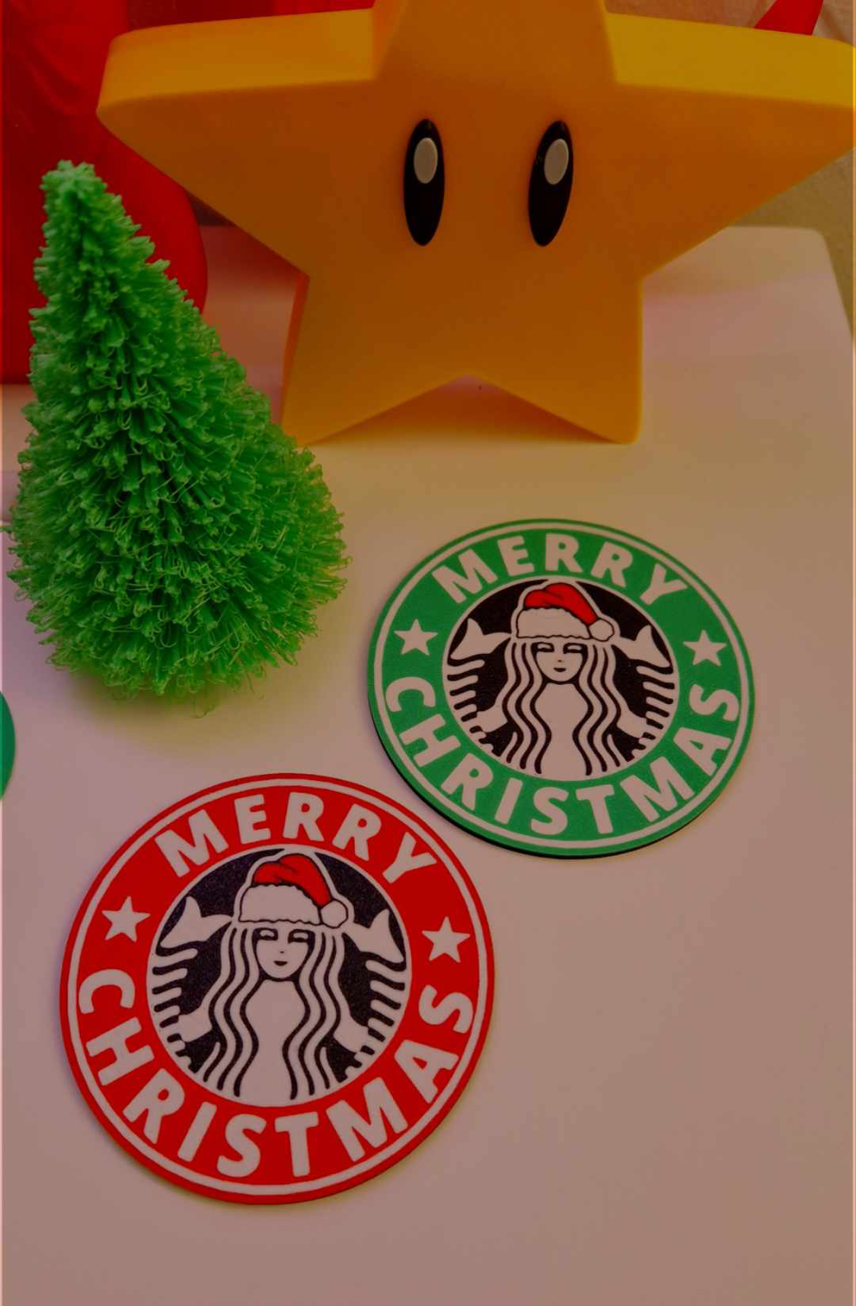 Starbucks Inspired Merry Christmas Coasters