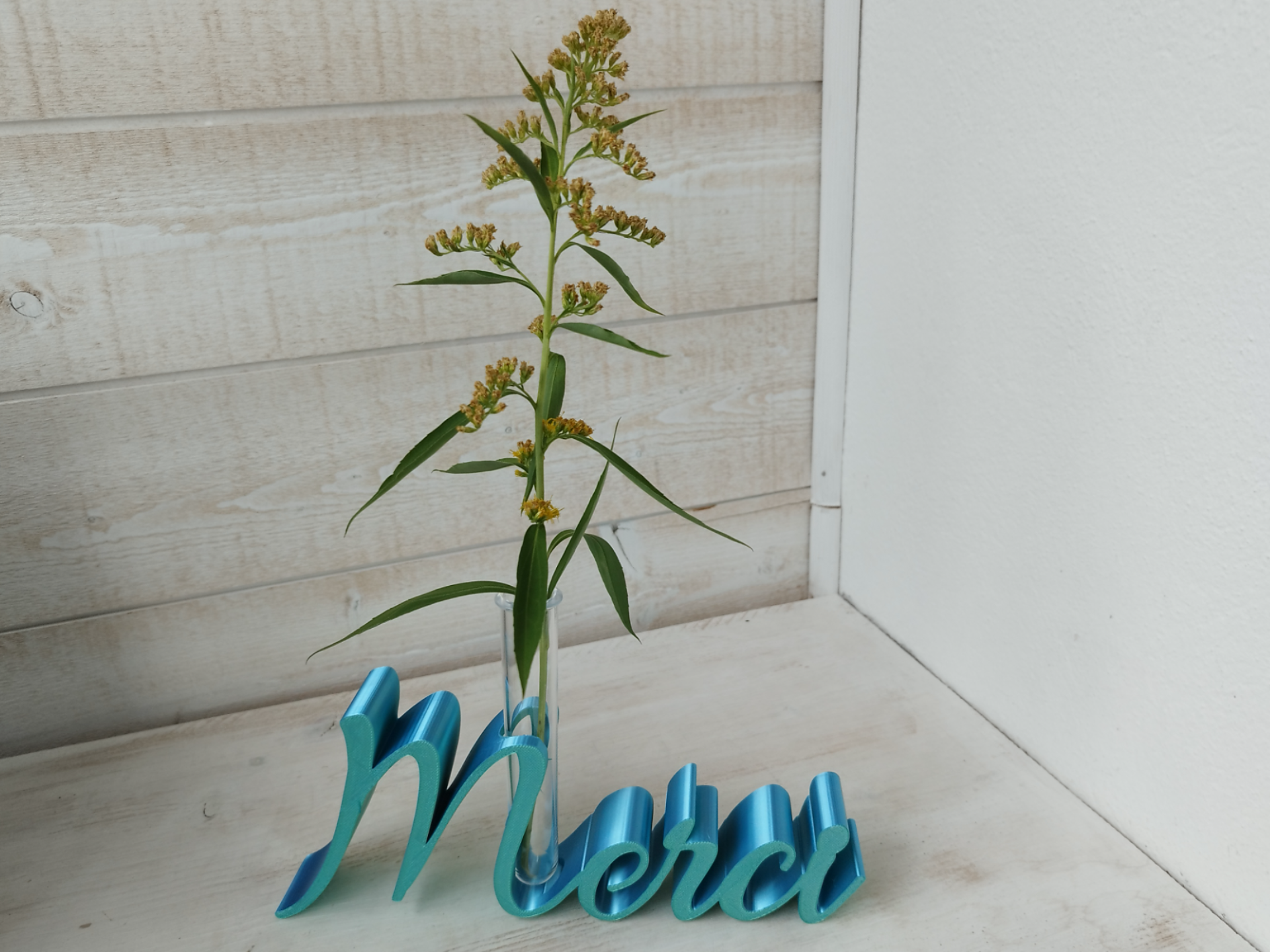 Vase Merci avec tube à essai