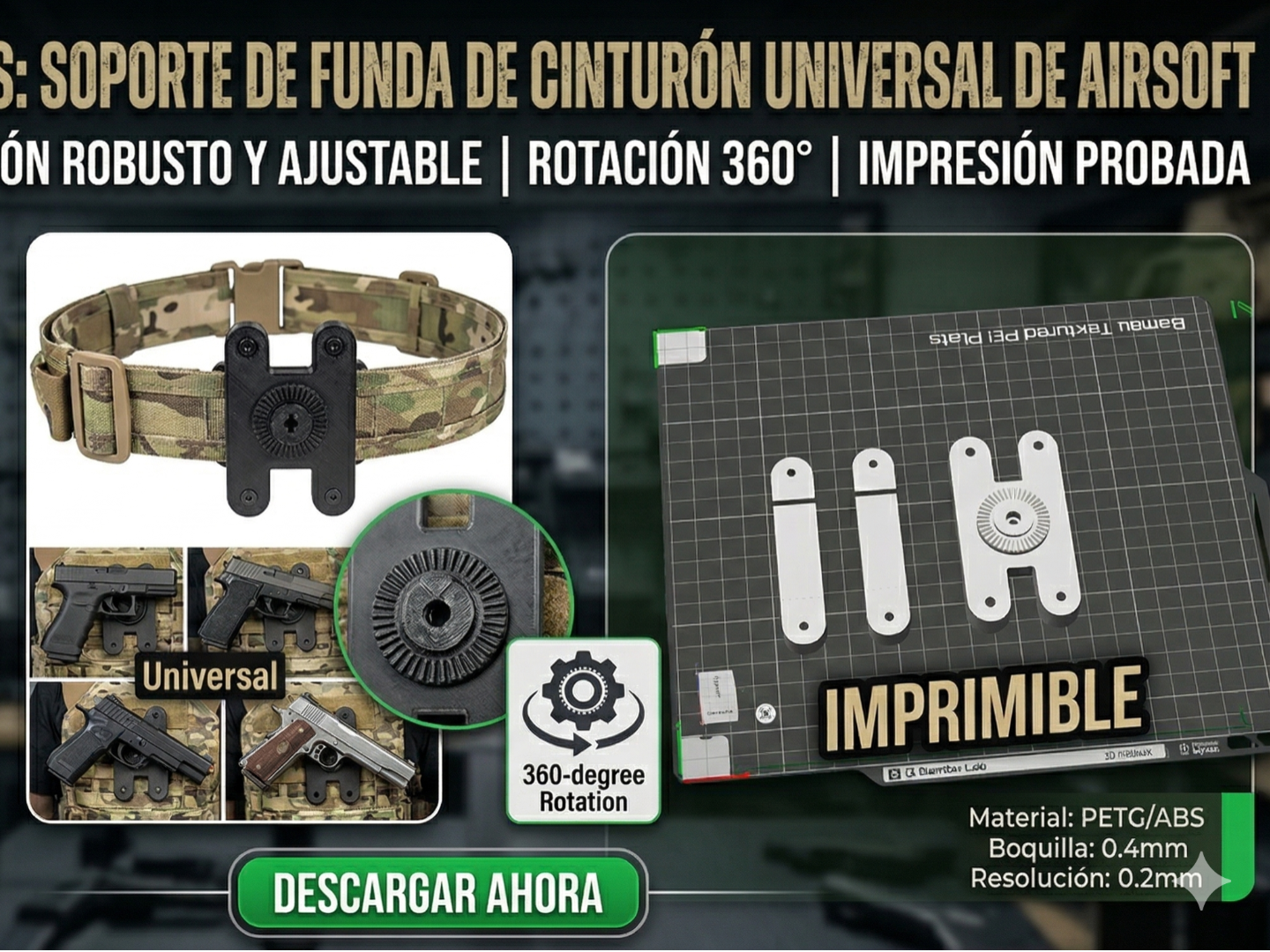 Soporte universal para cinturón de airsoft - R360°